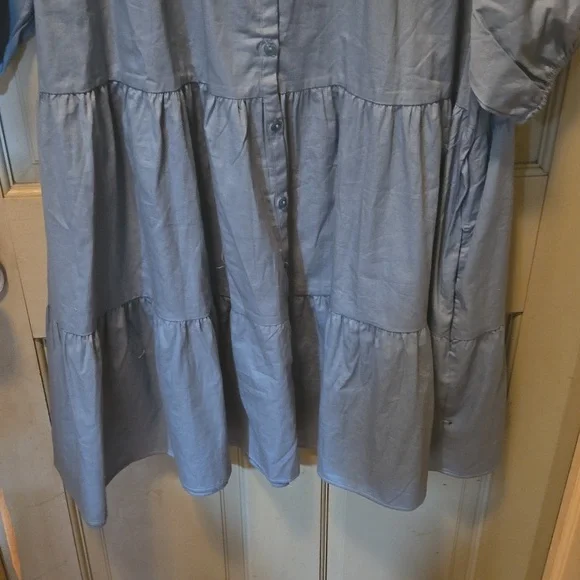 ZENANA SAGE GREEN A LINE DRESS w/POCKETS NWOT P2P 25" - Picture 3 of 5